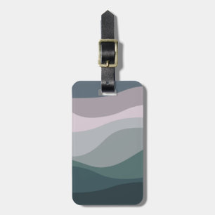 Purple and turquoise retro style waves decoration luggage tag