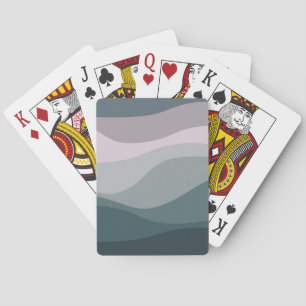 Purple and turquoise retro style waves decoration playing cards