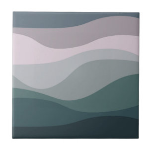 Purple and turquoise retro style waves decoration tile