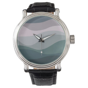 Purple and turquoise retro style waves decoration watch