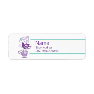 Purple and Turquoise Tea Return Address Label