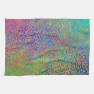 Purple and turquoise texture tea towel