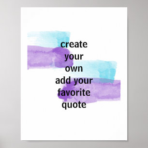 purple and turquoise watercolor design add a quote poster