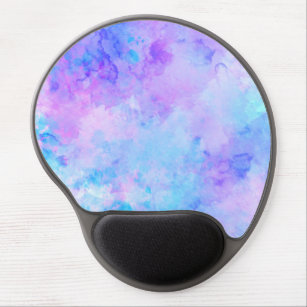 Purple and Turquoise Watercolor Splashes Gel Mouse Pad