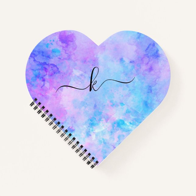 Purple and Turquoise Watercolor Splashes Notebook (Front)