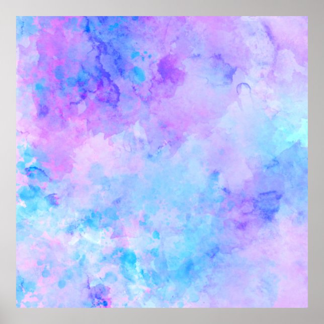 Purple and Turquoise Watercolor Splashes Poster (Front)