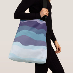 Purple and Turquoise Wavy Stripes Crossbody Bag