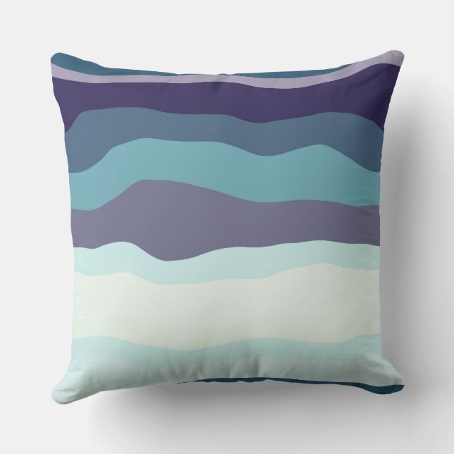 Purple and Turquoise Wavy Stripes Cushion (Back)
