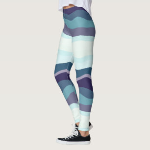 Purple and Turquoise Wavy Stripes Leggings