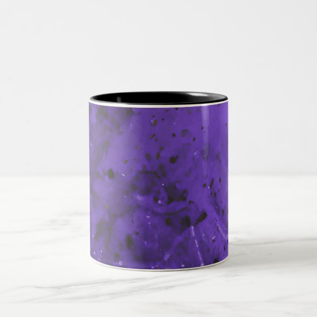 Purple and Violet Paint Splash Two-Tone Coffee Mug (Center)