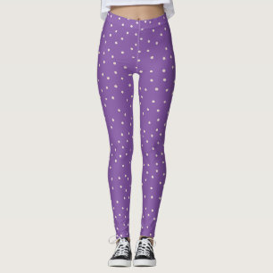 Purple and Warm White Polka Dot Desaturated Tiny Leggings