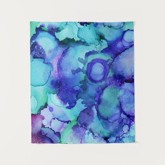 Purple and white abstract painting tapestry (Front)