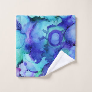 Purple and white abstract painting wash cloth