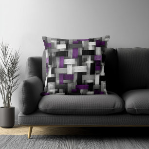 Purple and White Abstract Pattern Cushion