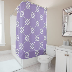 Purple and white abstract pattern shower curtain