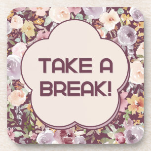 Purple and White Aesthetic Flower  Coaster