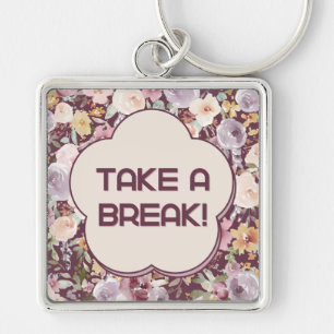 Purple and White Aesthetic Flower Key Ring