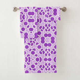 Purple and White Bath Towel Set