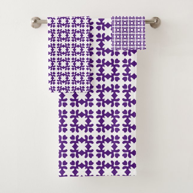 Purple and White Bath Towel Set (Insitu)