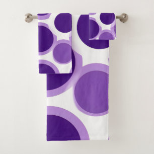 Purple and White Bath Towel Set