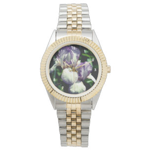 Purple And White Bearded Iris Flower Pair Watch