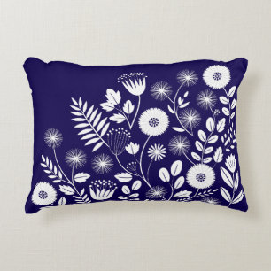 Purple and White Boho Wildflower  Decorative Cushion