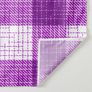 Purple and White Bold Checkered Plaid Design Fabric