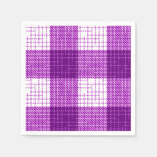Purple and White Bold Checkered Plaid Design  Napkin