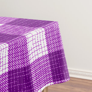 Purple and White Bold Chequered Plaid Design  Tablecloth