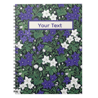 Purple and White Botanical Custom Text Spiral Note Notebook