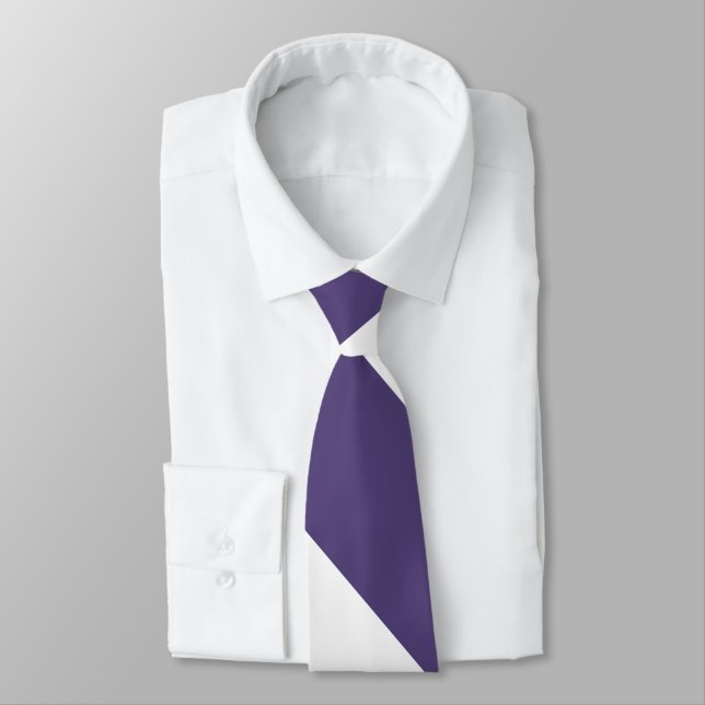 Purple and White Broad University Stripe Tie (Tied)
