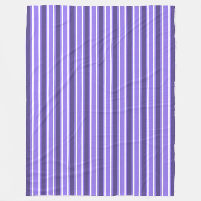 Purple and white candy stripes fleece blanket (Front)