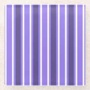 Purple and white candy stripes glass coaster