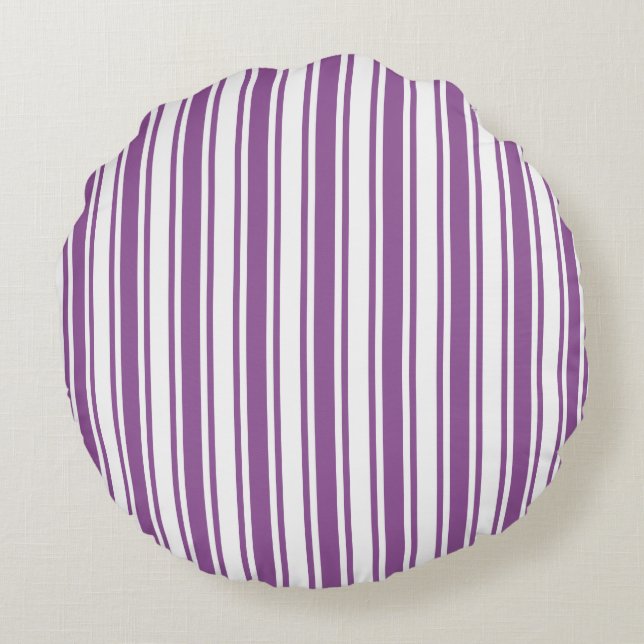 Purple and white candy stripes round cushion (Back)