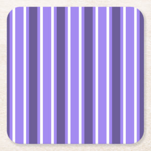 Purple and white candy stripes square paper coaster