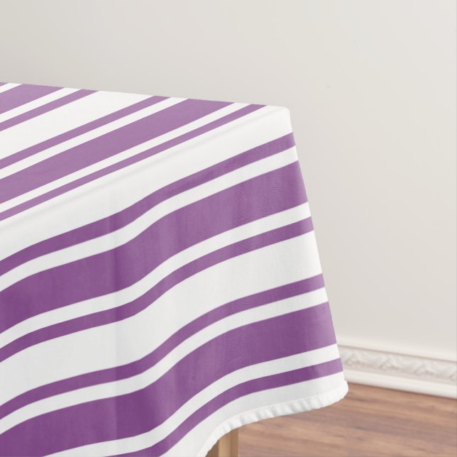 Purple and white candy stripes tablecloth (In Situ)