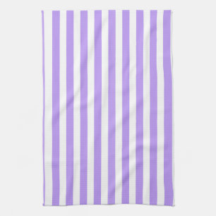 Purple and white candy stripes tea towel