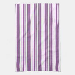 Purple and white candy stripes tea towel