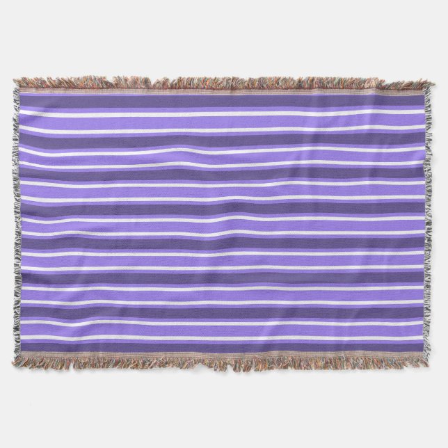 Purple and white candy stripes throw blanket (Front)