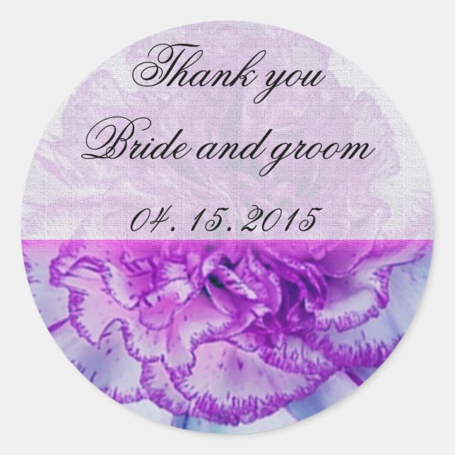 Purple and white Carnation Wedding Favour  Tag (Front)
