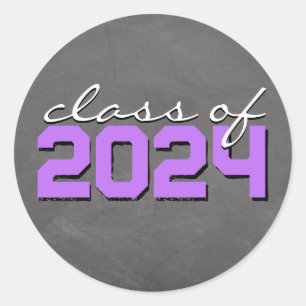 Purple and White Chalkboard Graduation Stickers