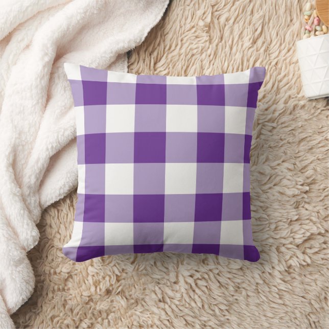 Purple And White Chequerboard Pattern Cushion (Blanket)