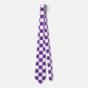 purple and white Chequerboard Pattern Tie