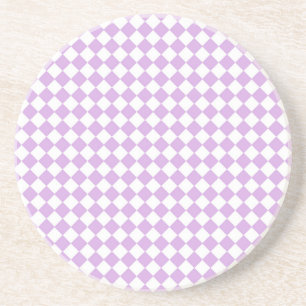 Purple and White Chequered Pattern Coaster