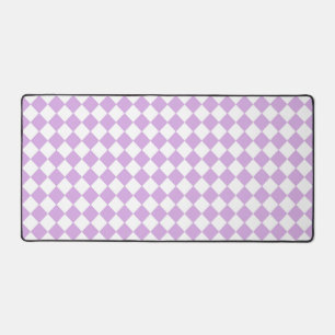 Purple and White Chequered Pattern Desk Mat