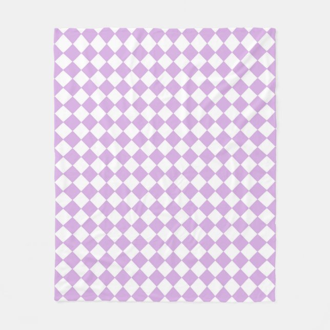 Purple and White Chequered Pattern Fleece Blanket (Front)