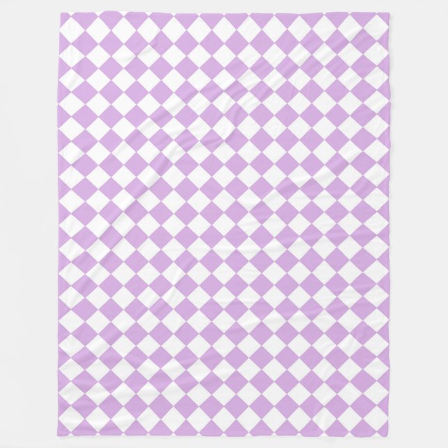 Purple and White Chequered Pattern Fleece Blanket (Front)
