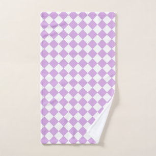 Purple and White Chequered Pattern Hand Towel