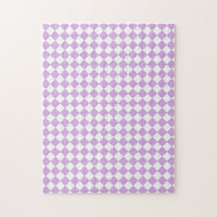 Purple and White Chequered Pattern Jigsaw Puzzle