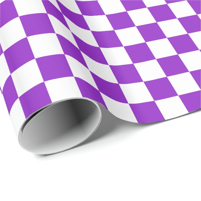 Purple and White Chequered Wrapping Paper (Roll Corner)